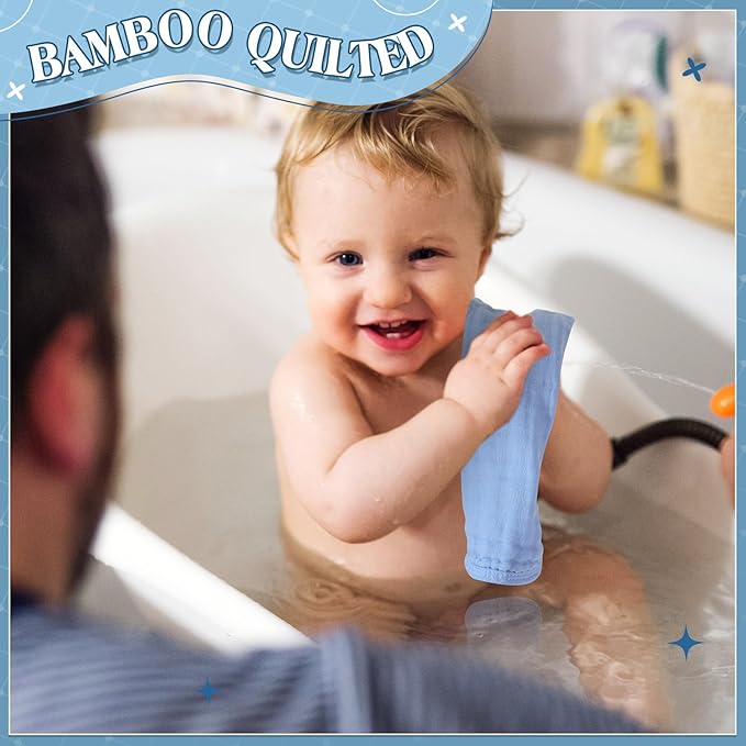 Frienda 8 Pack Muslin Burp Cloths for Baby Large 20 x 10 Inch Cotton Burp Rags for Spit up Drool Absorbent Soft Multicolor Wash Cloths Diapers for Newborn Girl Boy Essential Shower Gift(Blue Series)