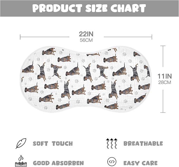 Qinllo 2 Pack Muslin Burp Cloths Great Dane Dogs White Cotton Baby Burp Cloths Extra Absorbent and Soft Thick Burping Cloth for Newborn Babies Boys Girls 22x11 Inch