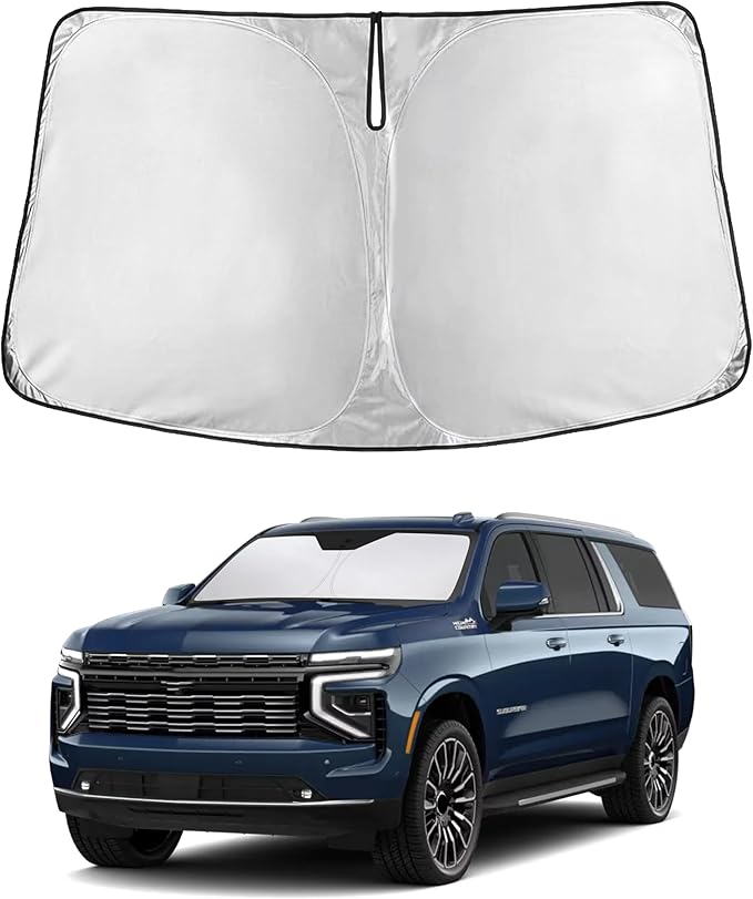 EcoNour Windshield Sunshade for Chevrolet Suburban 2021–2025 | Custom Fit Front Window Sun Shade | Blocks Harmful UV Rays & Reduces Heat | Foldable Sun Visor with Storage Pouch