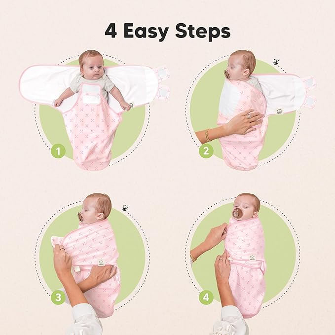 Baby Swaddle Sleep Sacks with Zipper - 3-Pack Swaddles for Newborns 3-6 Months, Infant, Baby Girls, Boys, Soft & Durable Newborn Sleep Sack, Easy Diaper Change Swaddling Blanket (Blossom, L)