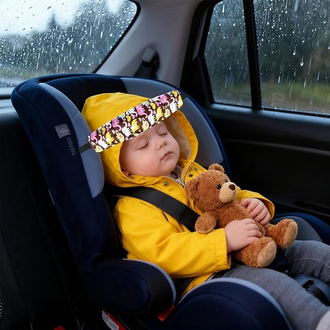 4 Pcs Baby Car Seat Head Support Toddler Infant Head Support Neck Relief Strap Headrest Sleeping Traveling for Kids Children Child Baby(Bear, Rabbit, Elephant, Brown Elephant)