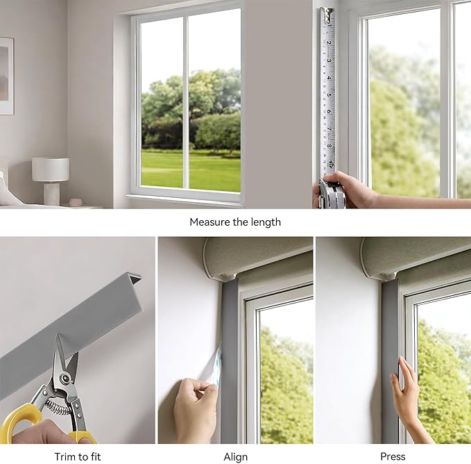 ZSTARR PVC Light Blockers 79in Blackout Light Blockers Side Tracks for Window Shades and Blinds Side Tracks for Blackout Shades Easy to Install Light Blocking Strips for Rooms Office (Grey, 79",2Pcs)