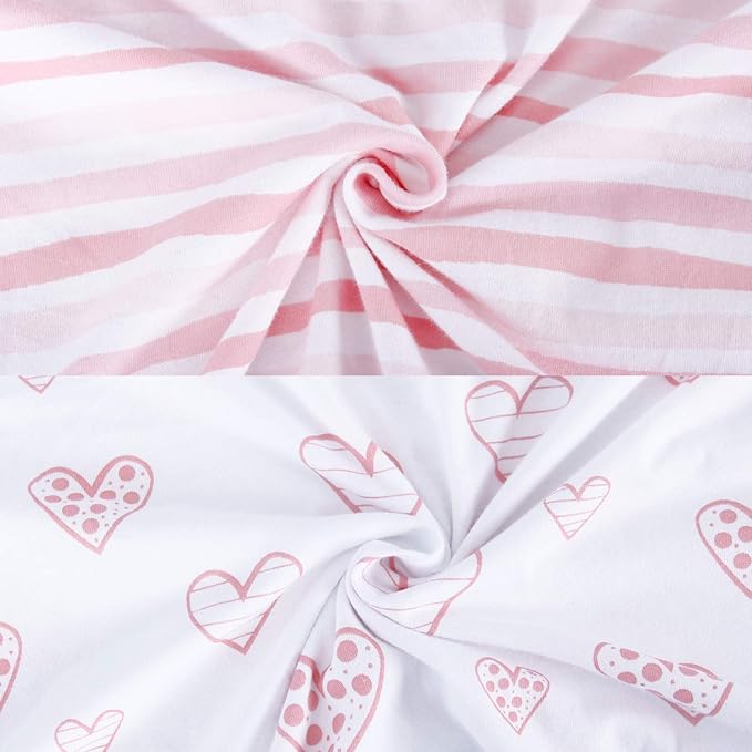 Bassinet Sheets Compatible with 4moms Breeze Plus Bassinet(not playard), 2 Pack, 100% Jersey Knit Cotton Fitted Sheets, Breathable and Heavenly Soft, Pink Print for Baby