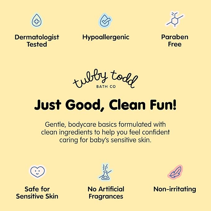 Tubby Todd Hair + Body Wash - Baby Shampoo and Body Wash - Gentle, Natural Baby Was for Newborns, Babies, and Toddlers - Non-Toxic and Hypoallergenic - Lavender Rosemary, 2 Pack, 8.5oz & 25oz