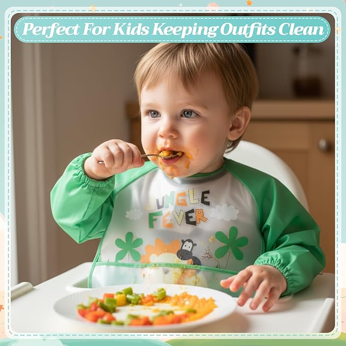 Tarpop Long Sleeve Bibs Infant Smocks Multi Pack Waterproof Soft Sleeved Bibs for Babies Toddler Eating Feeding