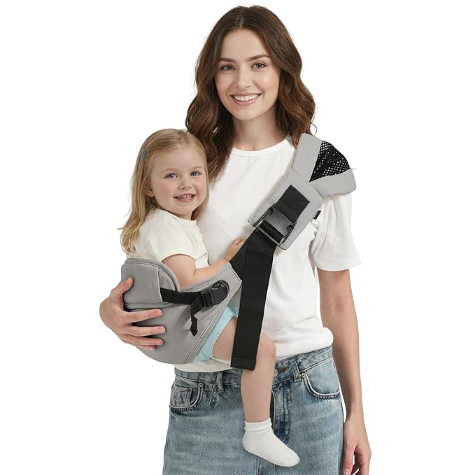 Toddler Sling Carrier, Toddler Carrier Sling, Baby Carriers Hip Carriers with Backrest, Lightweight Travel-Friendly Baby Slings Carriers, Grey