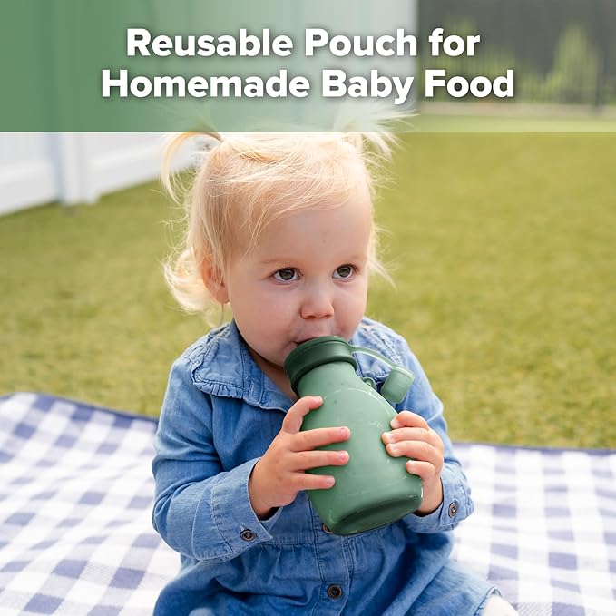 haakaa Hippo Wide Opening Silicone Goody Pouch – 9oz/260ml Reusable Pouches for Toddlers, Baby Food Pouches with Wide Opening for Easy Fill & Clean, Perfect for Purees & Smoothies, 2 Pack