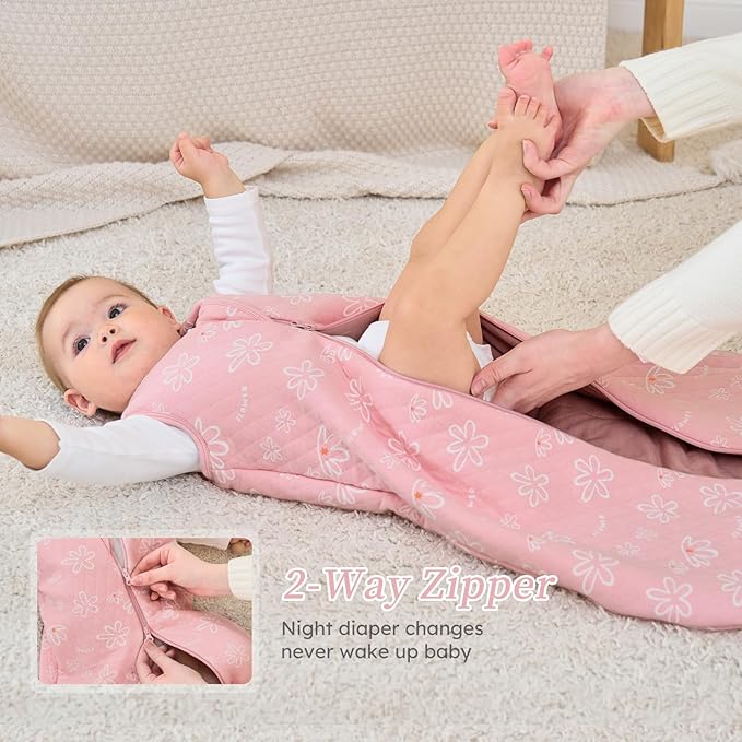 Looxii Baby Sleep Sack 0-6 Months 2.5 TOG Baby Wearable Blanket, Cotton Quilted Newborn Sleeping Bag 2-Way Zipper Warm Toddler Sleeping Sack for Winter
