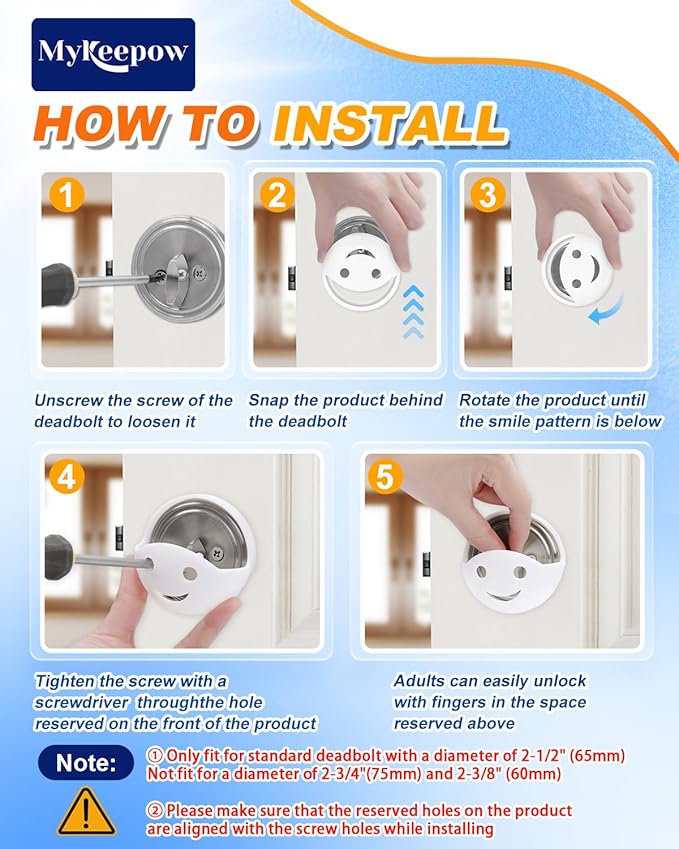 Child Proof Deadbolt Lock, Door Safety Deadbolt Lock for Kids Fits Most Deadbolt, 4 Pack