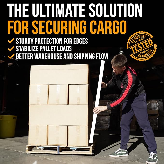48" x 2" x 2" Reinforced Cardboard Edge Protectors, White (Pallet of 2236) – 0.16" Thick Heavy-Duty Cardboard Corner Protectors for Shipping – American Quality V-Board Pallet Edge Guard