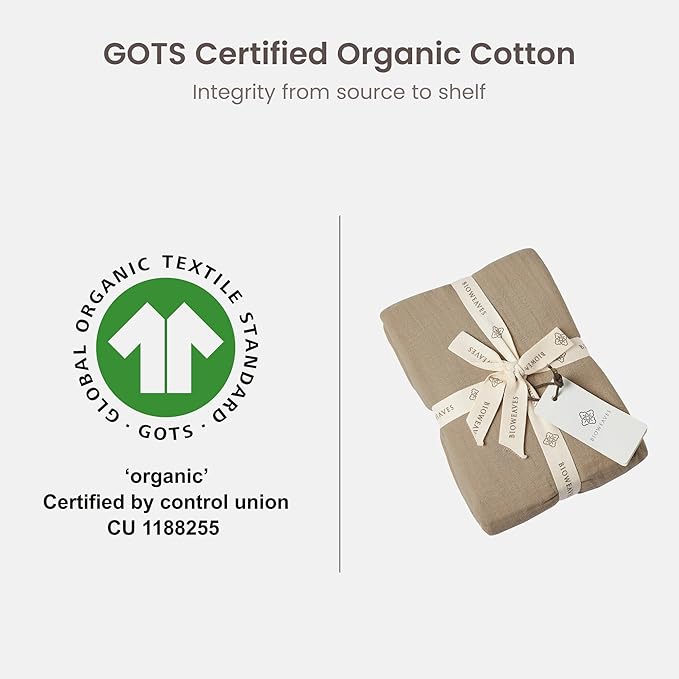 Bioweaves Organic Cotton Muslin Bassinet Sheet, GOTS Certified Extra Soft Fitted Sheet, Universal Fit for Oval Baby Bassinet Mattresses, 33" x 17", 4 Inch Pocket, Irish Cream