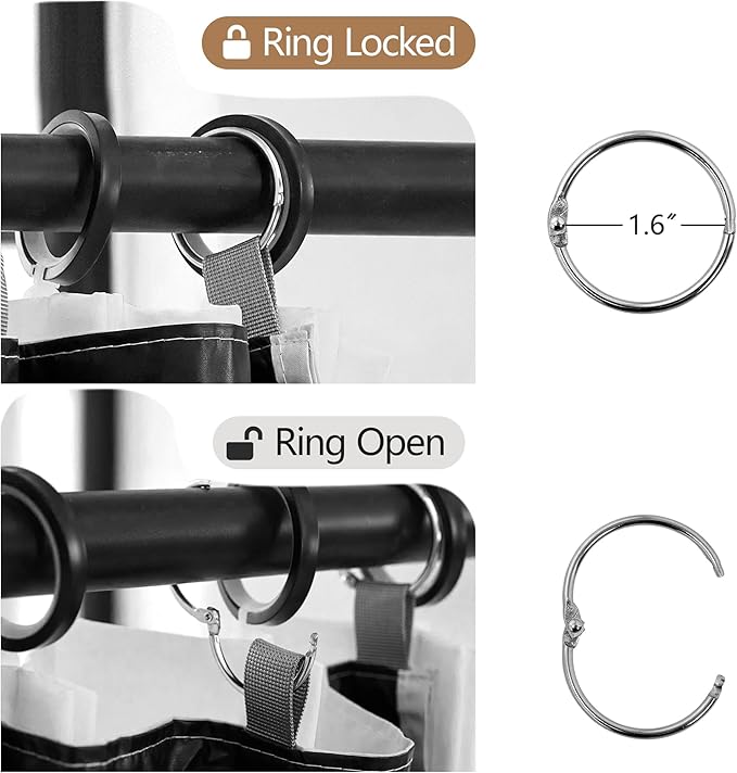YC WINRRARII 100% Blackout Curtain Liners Additional Parts for Blackout with 18 Rings White/Black 2 Panels Set Easy Install for Bedroom Livingroom Total Thermal Curtains for Insulated 50" W x 80" L