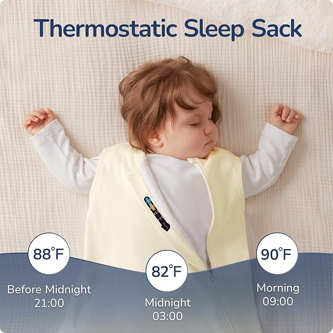 usbettas 1.0 Tog 2.5 Tog Baby Sleep Sack, 100% Cotton Baby Sleeping Bag 3-24M, 2-Way Zipper Baby Wearable Blanket
