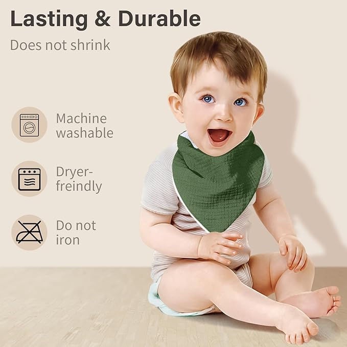 NISXABEBE Muslin Baby Bibs,Soft Triangular Baby Bandana Drool Bibs for Baby Boy Girl,Solid Colors Bib for Drooling Teething