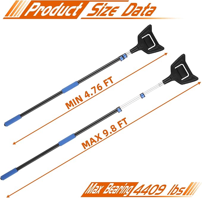 LLCC 9.8ft V Shaped Board Corner Protector Extension Handle, Edge Protector Pole for Flatbed, Adjustable V Edge Guards Handle (4.76ft→9.8ft, 1 Pack)