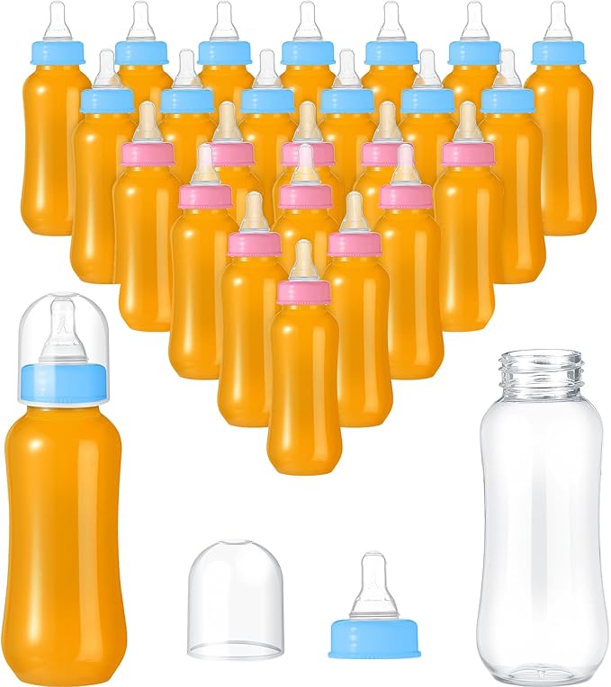 Norme 24 Pcs 9.5 oz Plastic Bottles Chug Shower Game Party Favors for Shower Decorations Gender Reveal Gifts (Blue,Pink)