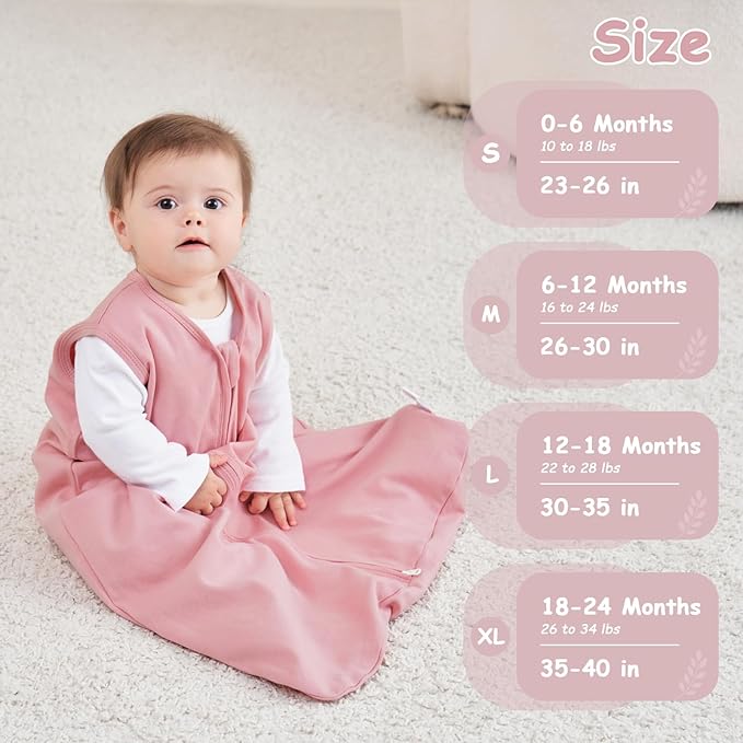 Looxii Baby Sleep Sack 0.5 TOG, 100% Cotton 3 Pack Wearable Blanket Baby Sleep Bag for Newborn Infant, 2-Way Zipper Lightweight Toddler Sleeping Sack 12-18 Months