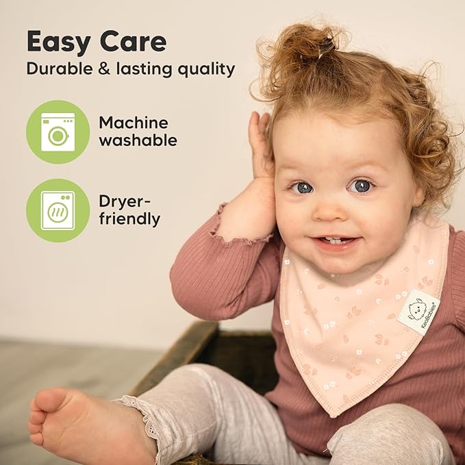 KeaBabies 8-Pack Organic Baby Bandana Bibs for Girls - Super Absorbent Triangle Baby Bibs for Drooling and Teething Infant, 100% Cotton Extra Soft for Newborn, Infant 0-36 Months (Fleur)