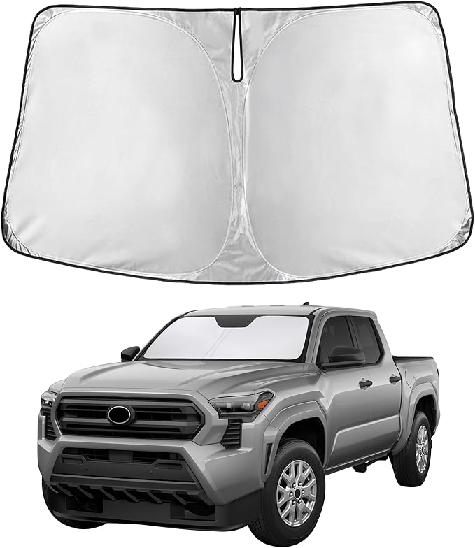 Econour Windshield Sun Shade for Toyota Tacoma 2016-2025 2026 Accessories 2Dr 4Dr Pickup Truck, Custom Fit Car Front Window Sunshade Sun Visor Protector Foldable Blocks UV Rays Keep Car Cooler