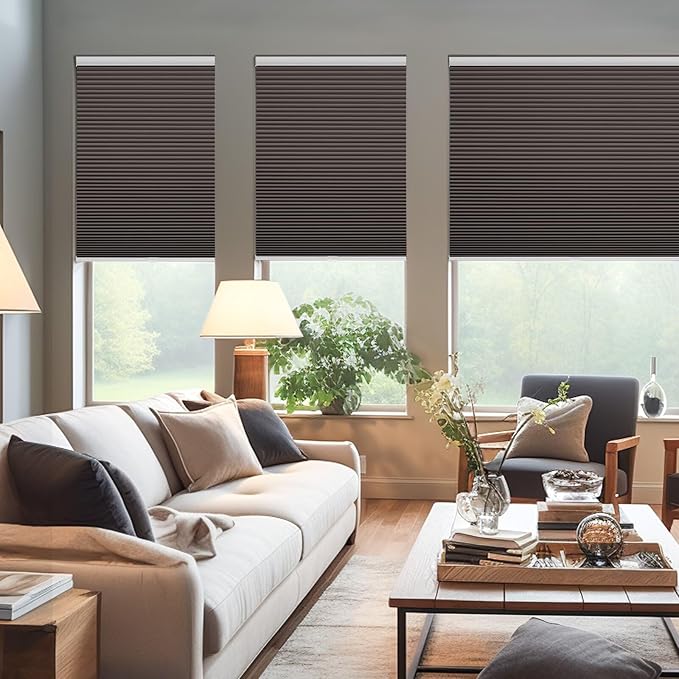 Changshade Cordless Cellular Shades, Blackout Honeycomb Shades for Windows, Pull Down Pleated Blinds, Easy to Install for Indoor Windows and French Doors,30" W x 48" H, Taupe