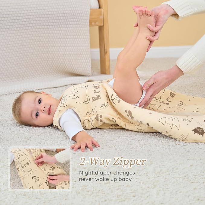 Looxii Baby Wearable Blanket Sleep Sack 18-24 Months 2.5 TOG Cotton Quilted Toddler Sleeping Sack 2-Way Zipper Warm for Winter