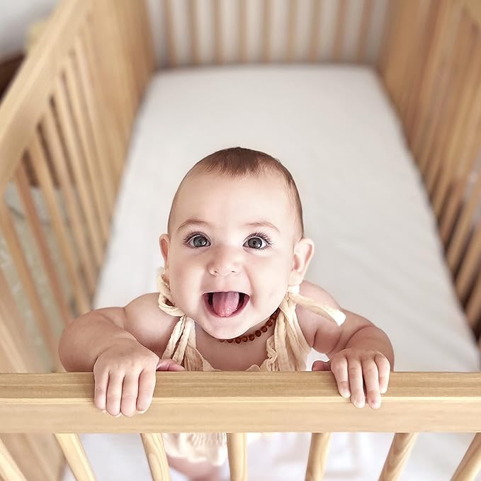 Newton Baby Fitted Mini Crib Sheets (2-Pack) | Organic Muslin Cotton, Breathable & Soft Baby Sheets, Washable Baby Mattress Sheets, Fits Mini Crib Mattresses 24" x 38", Plain White