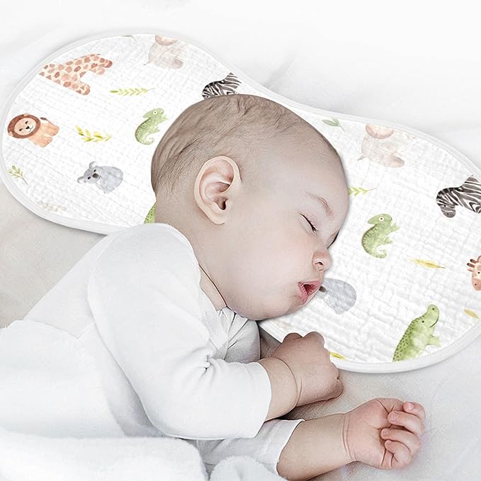 WELLDAY Muslin Baby Burp Cloths Set of 2, Soft Absorbent Safari Animals Muslin Washcloths, Bibs, Face Towel for Newborn Boys Girls, 22 x 11 Inch