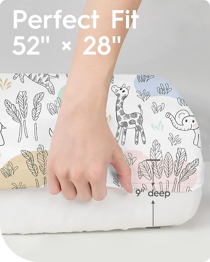 TotBasic Premium Soft boy Crib Sheets, Ultra Breathable Crib Fitted Sheet, Super Stretchy Baby Bed Sheets 28''x52''x9'' Extra Deep Pocket