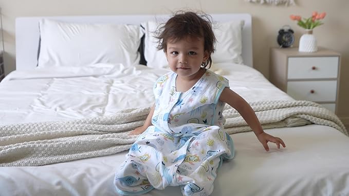 TADO MUSLIN Toddler Sleep Sack 1-2T, 0.5 TOG Lightweight Wearable Blanket, 100% Organic Cotton Muslin, Sleeveless, 2-Way YKK Zipper, OEKO-TEX Certified