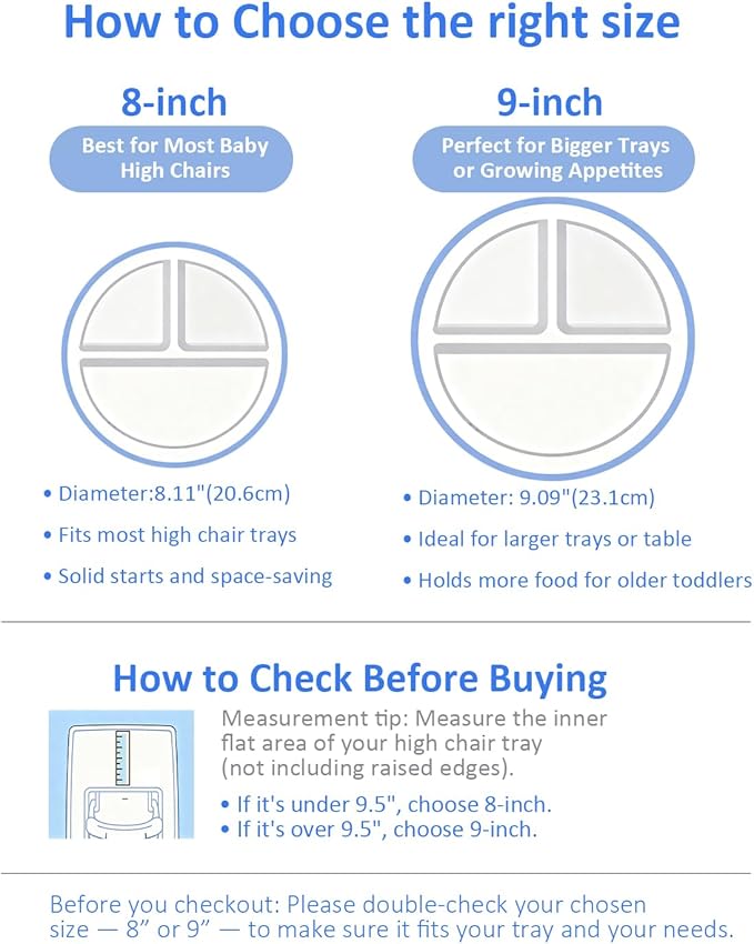 Bakpoco 8” Stainless Steel Toddler Plate with Suction, Divided Plates with Removable Silicone Sleeves for Kids, Non Toxic & BPA Free | Non Slip | Unbreakable Baby Snack Dishes Set of 2, Blue & Sage