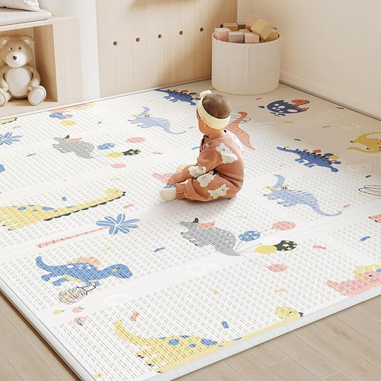 Baby Play Mat Foldable Baby Floor Play Mat 0.6" Thick Soft Foam Playmat for Babies Reversible Waterproof Padded Baby Girl Play Mat Portable Baby Crawling Mat for Indoor Outdoor