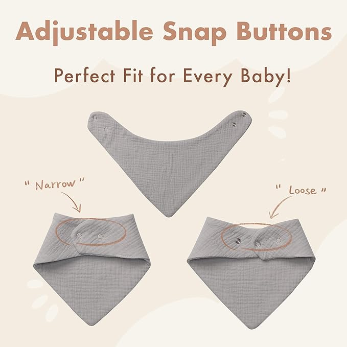 COOROBIN 8 pack-Muslin Baby Bibs, 100% Cotton Baby Bandana Drool Bibs, Ultra Soft & Absorbent for Newborns & Infants
