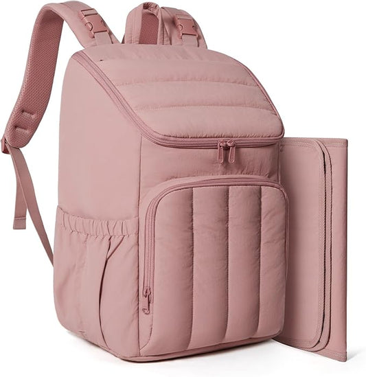 BAGSMART Diaper Bag Backpack, Large Baby Diaper Bag, Quilted Puffy Baby Bag for Mom with Quick-access Insulated Pockets, Lightweight Versatile Travel Backpack