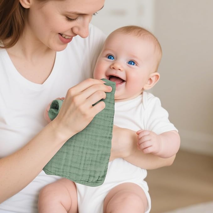 TDHD Muslin Solid Burp Cloths 100% Cotton Large 18''x10'' Extra Soft and Absorbent Multifunctional 6 Pack Baby Burping Cloth for Unisex Boys Girls (All)