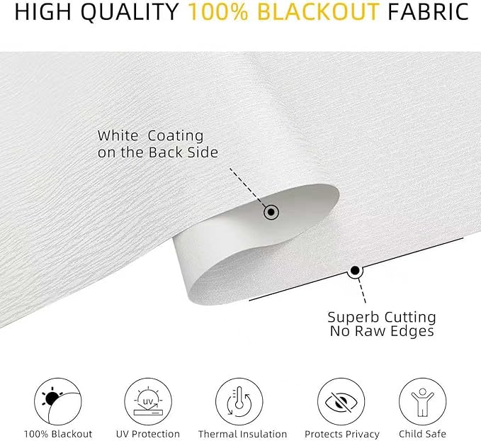 ChrisDowa Cordless Blackout Roller Shades for Windows, Striped Free-Stop Window Blinds with Privacy, Thermal Insulated Window Shades for Home, Office and Door. White, 36" W x 72" H