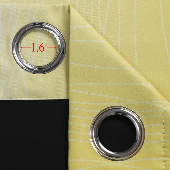 Estelar Textiler Yellow and Black Ombre Blackout Curtains 102 Inch Long, Thermal Insulated Grommet Drapes for Bedroom, Full Room Darkening Gradient Curtains for Living Room, 52Wx102L, 2 Panels