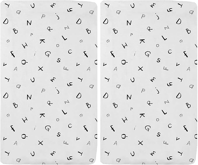 American Baby Company 15" x 33" Fitted Bassinet Sheet, Printed 100% Natural Cotton Jersey Knit, Alphabet, Soft Breathable, for Boys and Girls (Pack of 2)