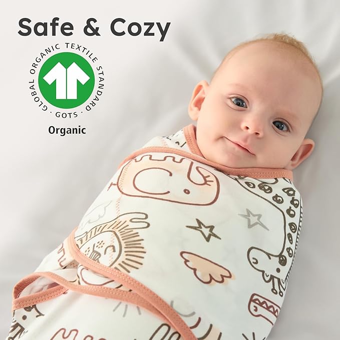 Yoofoss Baby Swaddles for Newborns 100% Organic Cotton, Adjustable Swaddle Sleep Sack 0-3 Months Newborn Swaddle Sack, Breathable Soft(Small)