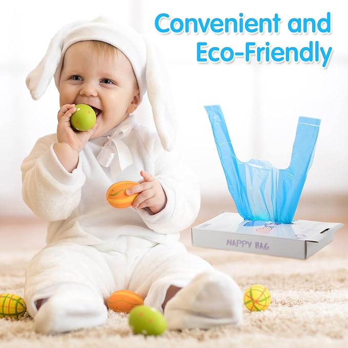 1600 Count Baby Disposable Diaper Bags Scented Diaper Sacks with Tie Handle Disposal Trash Sacks Baby Poop Waste Bag Refill(Blue)