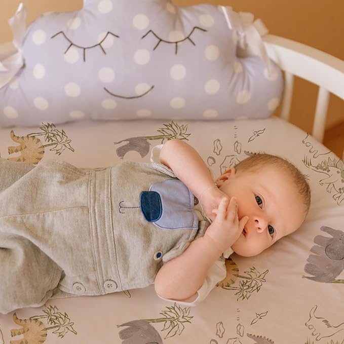 Gllquen Baby Bassinet Sheets Set 2-Pack, Breathable Cozy Bassinet Fitted Sheet Universal Fit Standard Mattress Oval Rectangle Cradle Baby Sheets for Baby Boy Girls Unisex 32"x16"(Elephant)