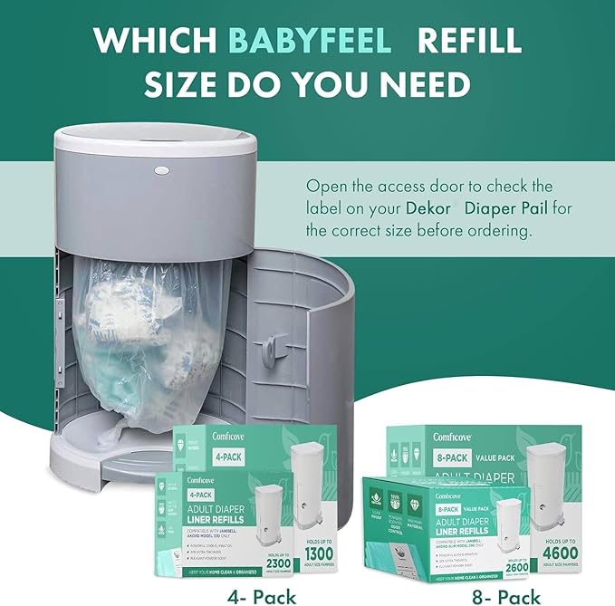 8 Pack Adult Diaper Liner Refills, Compatible with Janibell Akord 330 Model, Adult Diaper System to Eliminate Waste, Odor Resistant by Comficove (8pk)