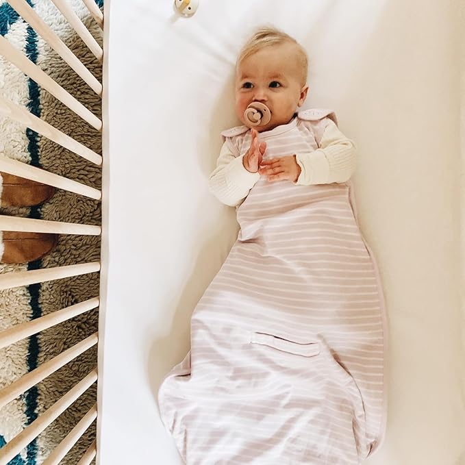 Woolino Merino Wool & Organic Cotton Baby Sleep Sack 2-24 Months – Ultimate 4-Season Baby Sleeping Bag, Universal Size Wearable Blanket, 2-Way Zipper & Adjustable Fit, Year-Round Use – Lilac
