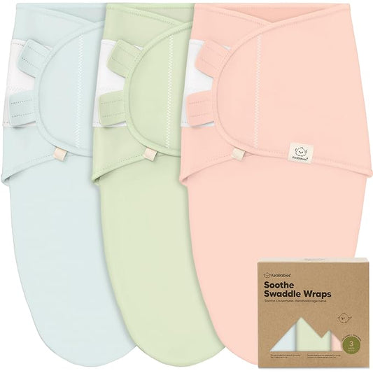 3-Pack Organic Baby Swaddle Sleep Sacks - Swaddles for Newborns, Infant 0-3 Months, Baby Girls, Boys, Soft & Snug Newborn Sleep Sack, Nursery Swaddling Blankets (Mellow)
