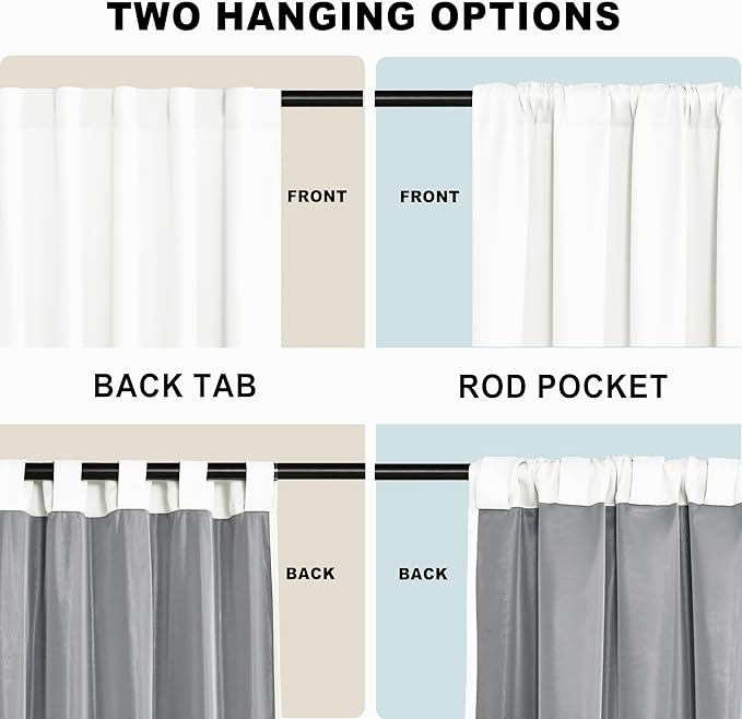 XWZO 100% Blackout Curtains 84 Inches Long - Double Layer Full Room Darkening & Energy Efficiency Rod Pocket & Back Tab Extra Wide Window Panels with Tiebacks, Ivory, W60 x L84, Set of 2