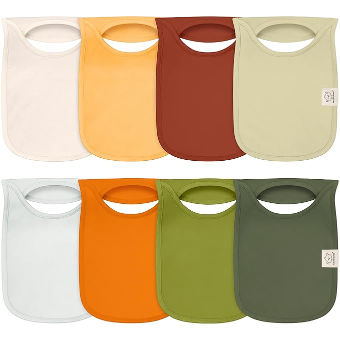 KeaBabies 8-Pack Baby Bibs for Boys, Girls - Pullover Bibs for Drooling Teething Baby Girl & Boy Toddler, Newborn, Soft & Absorbent, Cute Colors, Large Torso Coverage Keep Infant Clean & Dry (Sahara)