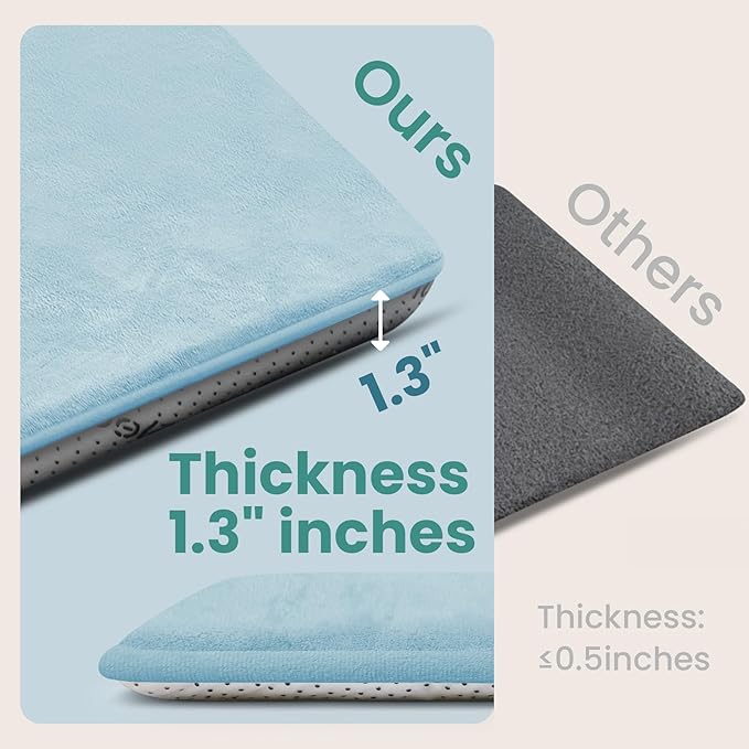 Baby Play Mat for Floor,1.3" Thick Elasti-Foam 50"×50" Playpen Mat for Tummy Time,Water Repellent Soft Coral Velvet for Toddler,Infant,Kids,Non-Slip Backing Safe for Crawling(Light Blue)