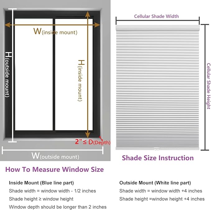 Changshade Cordless Light Filtering Shades Cellular Blinds for Indoor Windows Doors, Honeycomb Pull Down 1.5" Cell for Bedroom, Bathroom, Nursey, White, Shade Size 26.5 Inch Width, 72 Inch Height