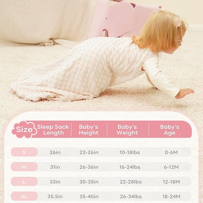 Yoofoss Fleece Baby Sleep Sack 0-6 Months with Plush Dots, TOG 1.5 Baby Wearable Blanket with 2-Way Zipper, Cotton Toddler Sleep Sack Fleece