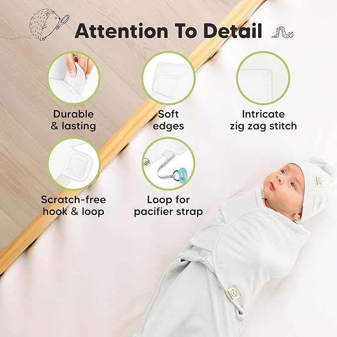 KeaBabies 3-Pack Swaddles for Newborns, Girls, Boys with Hats - Organic Soft Baby Sleep Sacks, Breathable Baby Swaddle 3-6 Months Beanies Set, Premie Infant Sleep Sack 0-3 Months (Soft White)