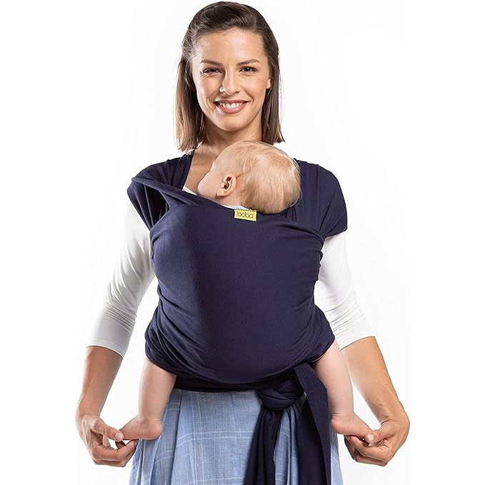 Boba Baby Wrap Carrier – Original Baby Sling Carrier for Newborns (7–35 lbs), Soft, Secure, Hands-Free & Ergonomic, Ideal for Comfortable Bonding, New Parents (Navy Blue)